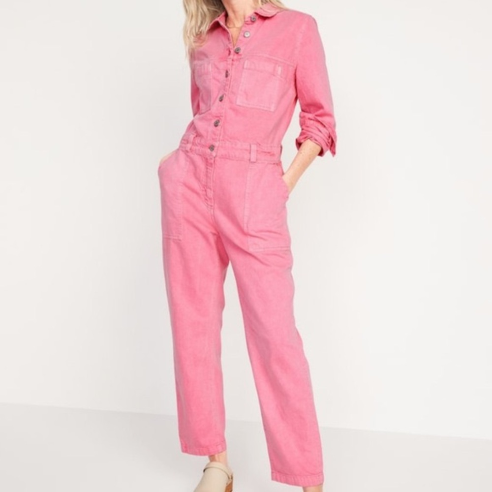 Pink Denim Jumpsuit | M